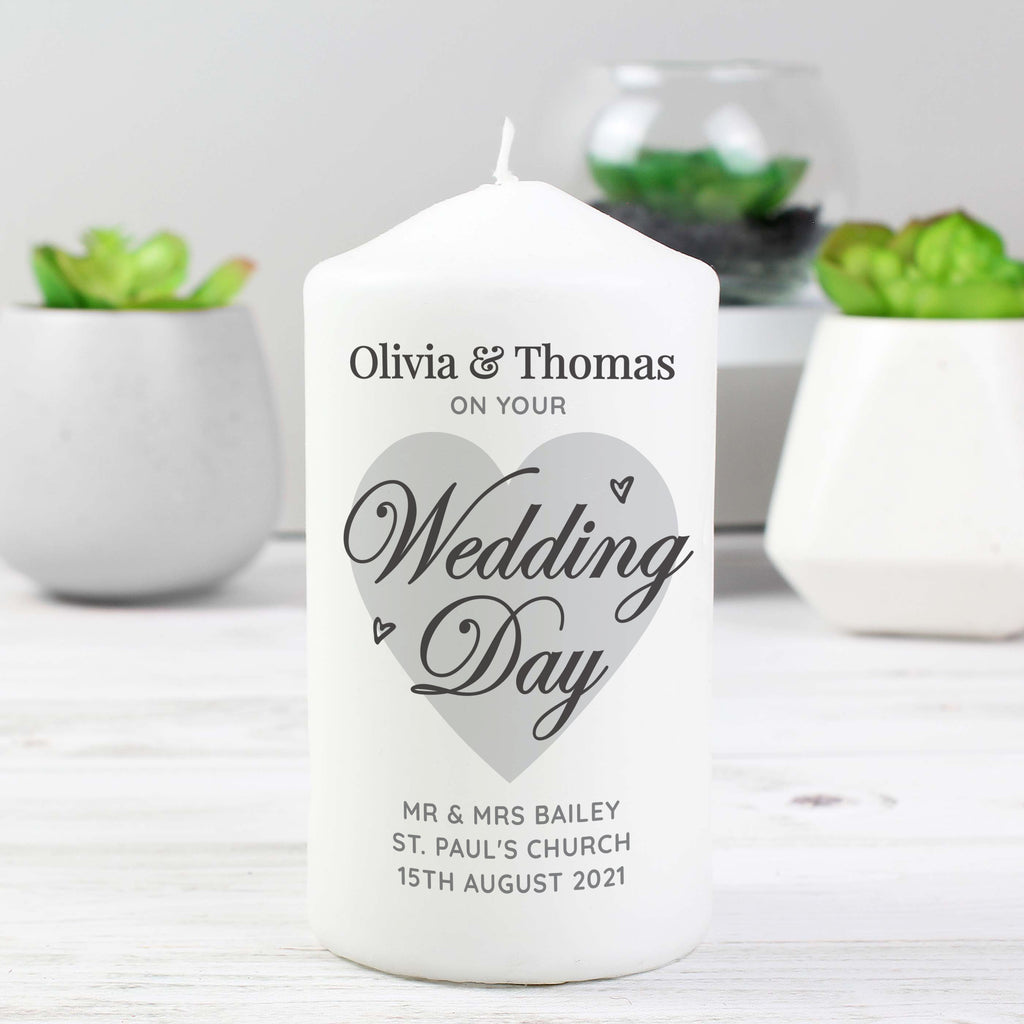 Personalised On Your Wedding Day Pillar Candle | Candles & Reed Diffusers | Inspired Creative Gifts