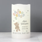 Personalised Teddy & Balloons Nightlight LED Candle | Christening Gift