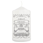 Personalised Grey Papercut Style Pillar Candle | Candles & Reed Diffusers | Wedding Gift