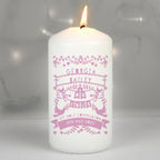 Personalised Pink Papercut Style Pillar Candle | Candles & Reed Diffusers | Inspired Creative Gifts