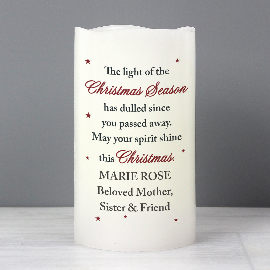 Personalised Christmas Season Memorial LED Candle | Christmas Gift