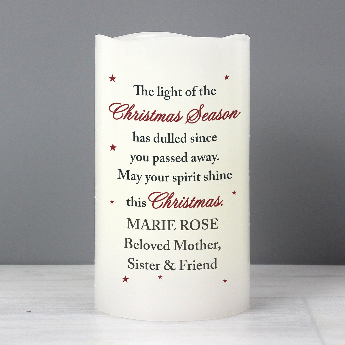 Personalised Christmas Season Memorial LED Candle | Christmas Gift