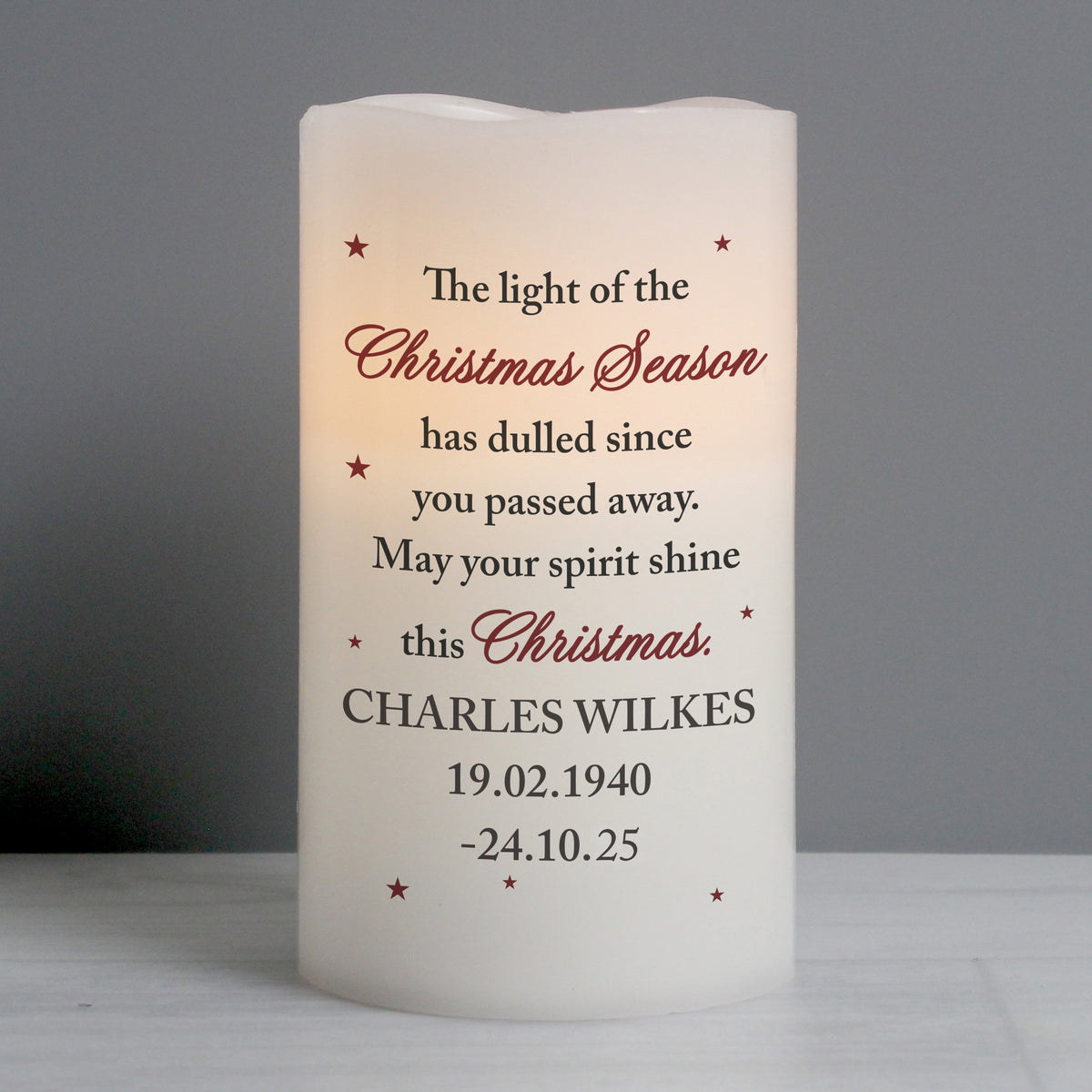 Personalised Christmas Season Memorial LED Candle | Christmas Gift