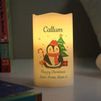 Personalised Penguin Christmas LED Candle for Christmas