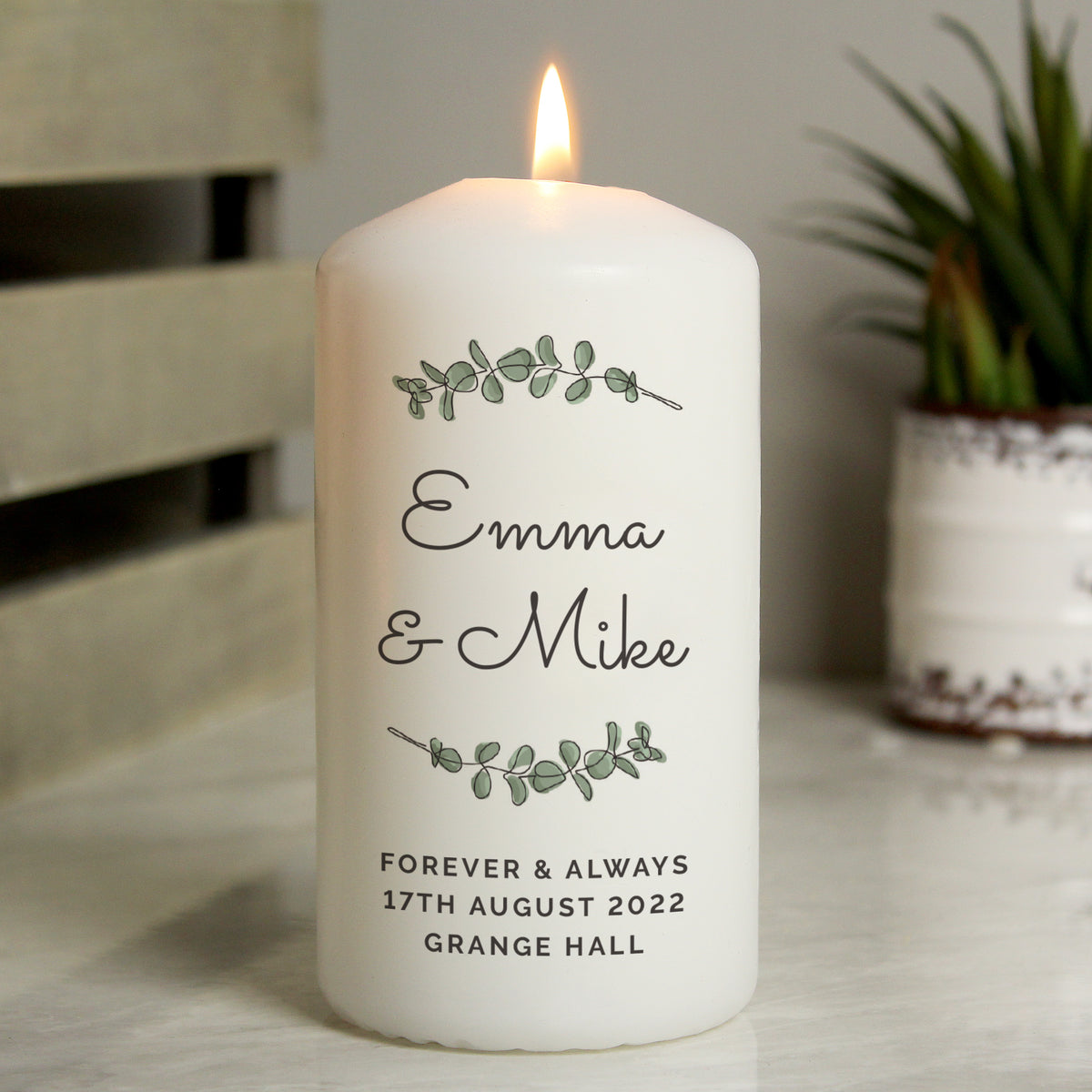 Personalised Botanical Pillar Candle | Mother's Day Gift
