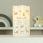 Personalised Safari Animals LED Candle for New Baby