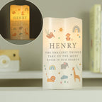 Personalised Safari Animals LED Candle for New Baby