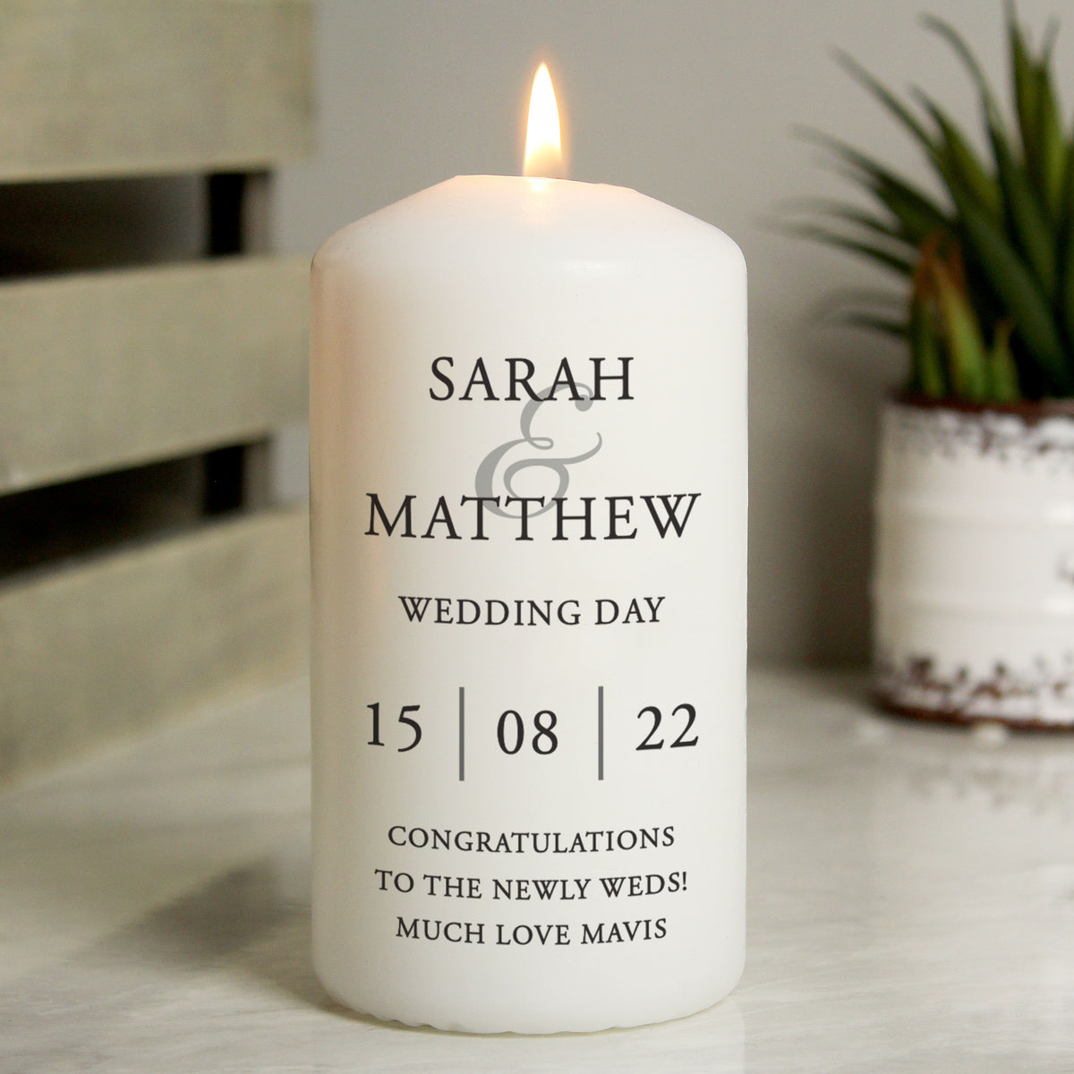 Personalised Couples Pillar Candle | Candles & Reed Diffusers | Inspired Creative Gifts