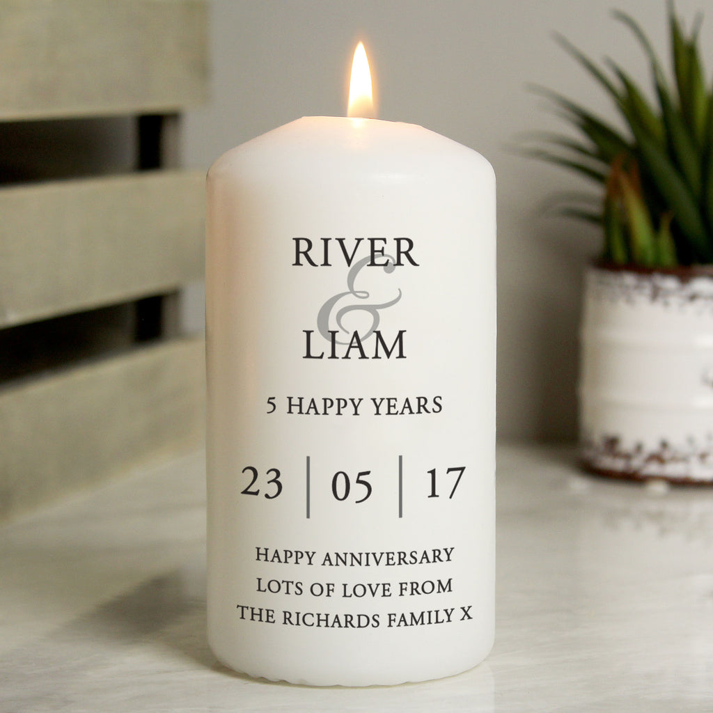 Personalised Couples Pillar Candle | Candles & Reed Diffusers | Inspired Creative Gifts