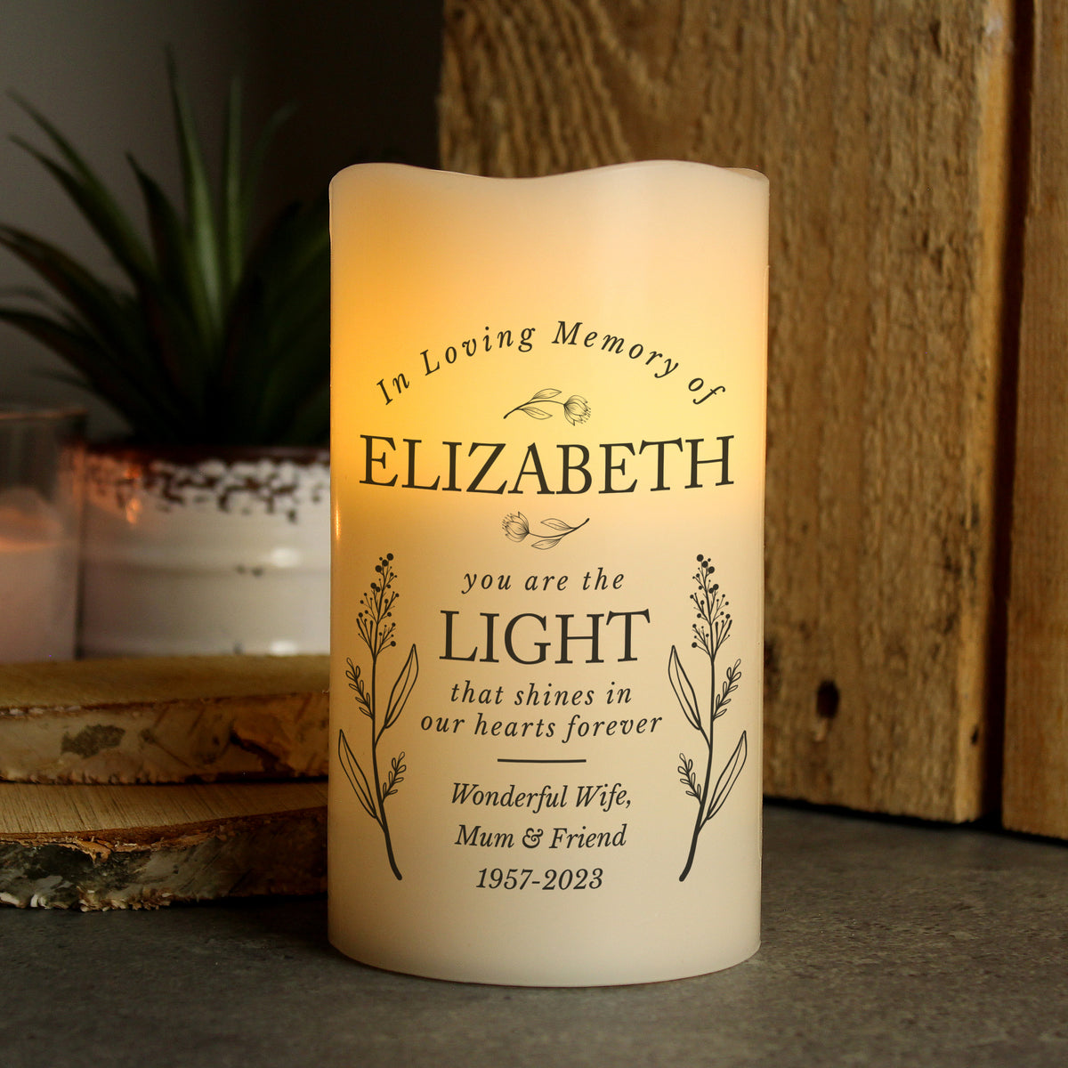 Personalised In Loving Memory LED Candle for Memorial