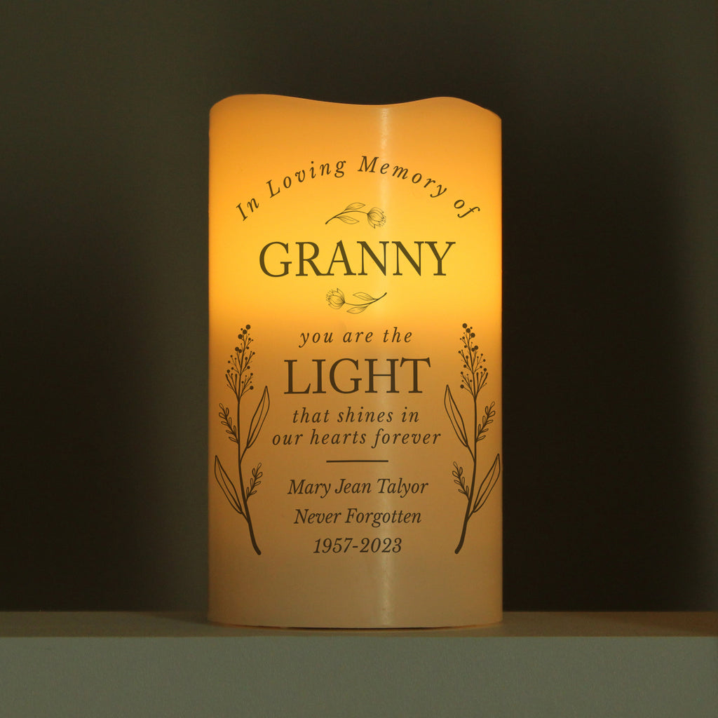 Personalised In Loving Memory LED Candle for Memorial