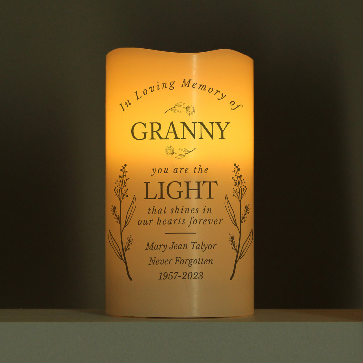 Personalised In Loving Memory LED Candle for Memorial