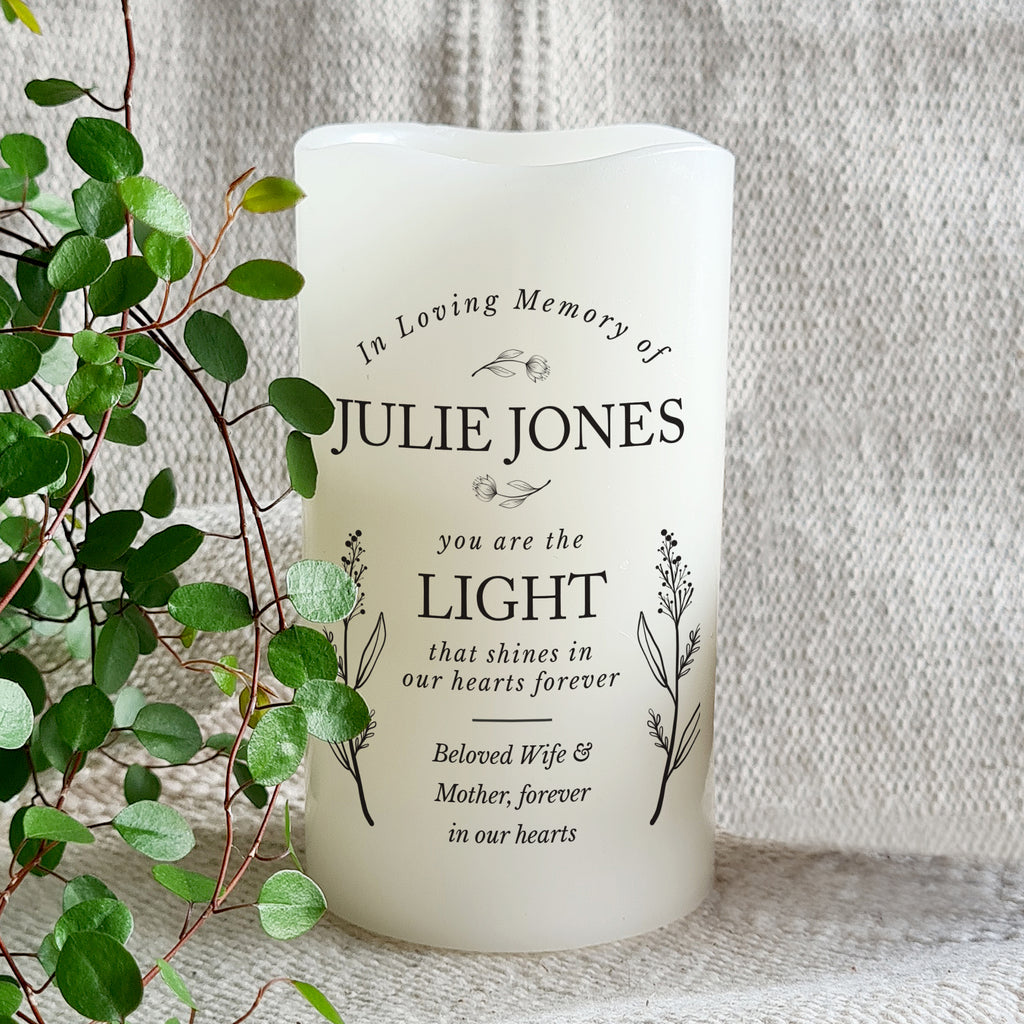 Personalised In Loving Memory LED Candle for Memorial