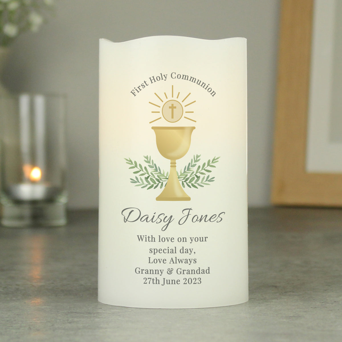 Personalised First Holy Communion LED Candle | Christening Gift