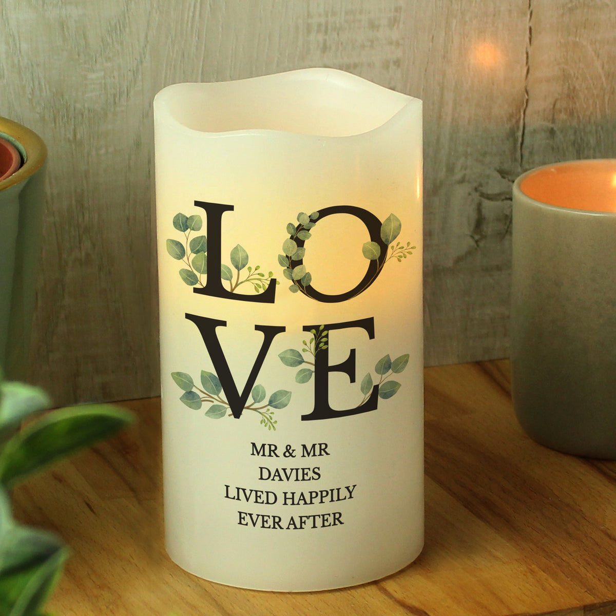 Personalised LOVE LED Candle for Wedding