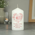 Personalised 40th Ruby Wedding Anniversary Pillar Candle | Candles & Reed Diffusers
