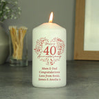 Personalised 40th Ruby Wedding Anniversary Pillar Candle | Candles & Reed Diffusers
