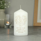 Personalised 30th Pearl Wedding Anniversary Pillar Candle for Wedding