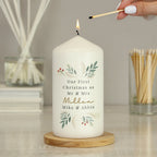 Personalised Christmas Foliage Pillar Candle | Christmas Gift