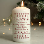 Personalised Christmas Fair Isle Pillar Candle | Candles & Reed Diffusers | Christmas Gift