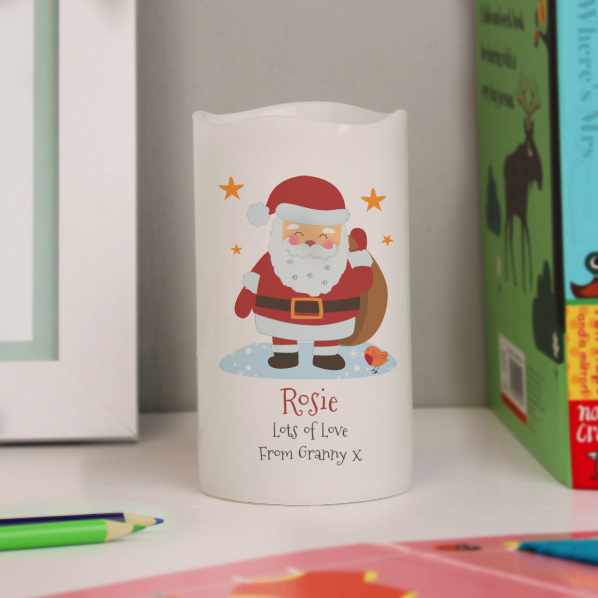 Personalised Christmas Santa LED Candle for Christmas