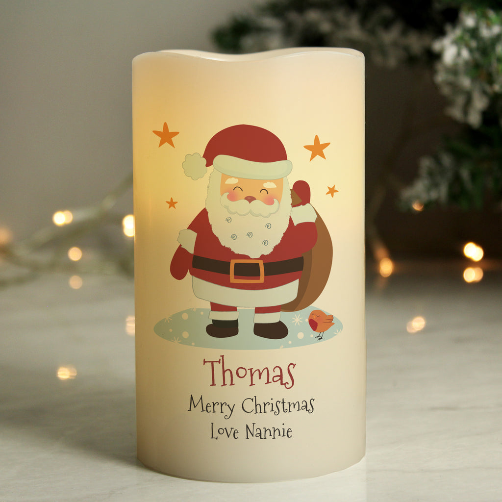 Personalised Christmas Santa LED Candle for Christmas