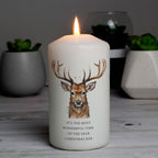 Personalised Watercolour Stag Pillar Candle | Candles & Reed Diffusers