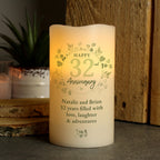 Personalised Botanical Anniversary LED Candle for Anniversary