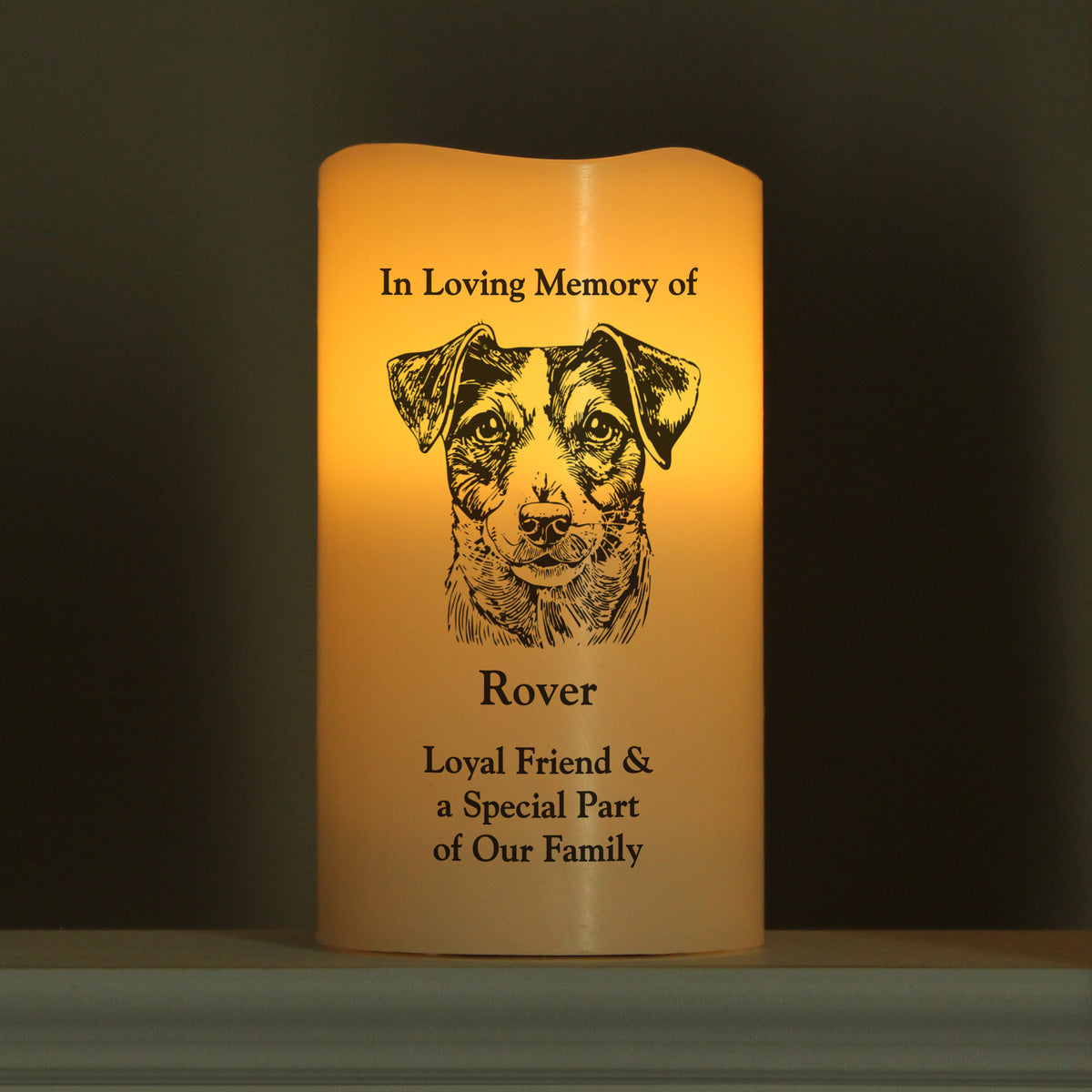 Personalised Dog Breed Memorial LED Candle | Gift for Pets