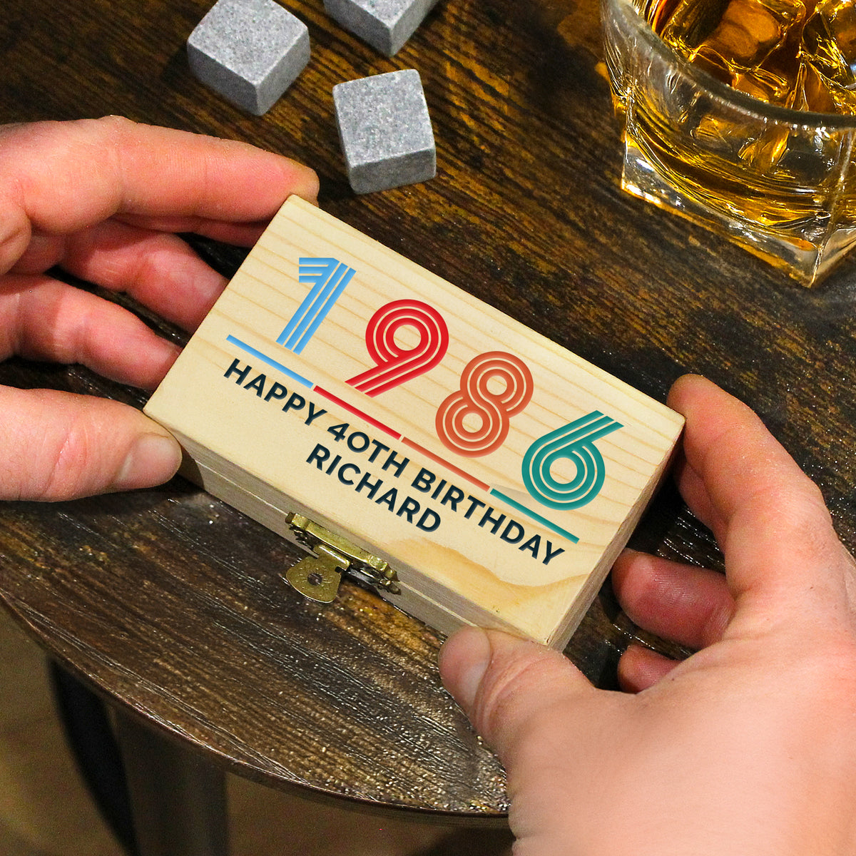 Personalised Big Age Whisky Stones for Birthday