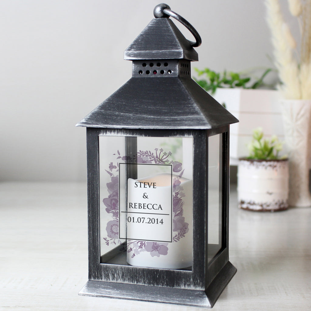 Personalised Soft Watercolour Rustic Black Lantern for Mother's Day