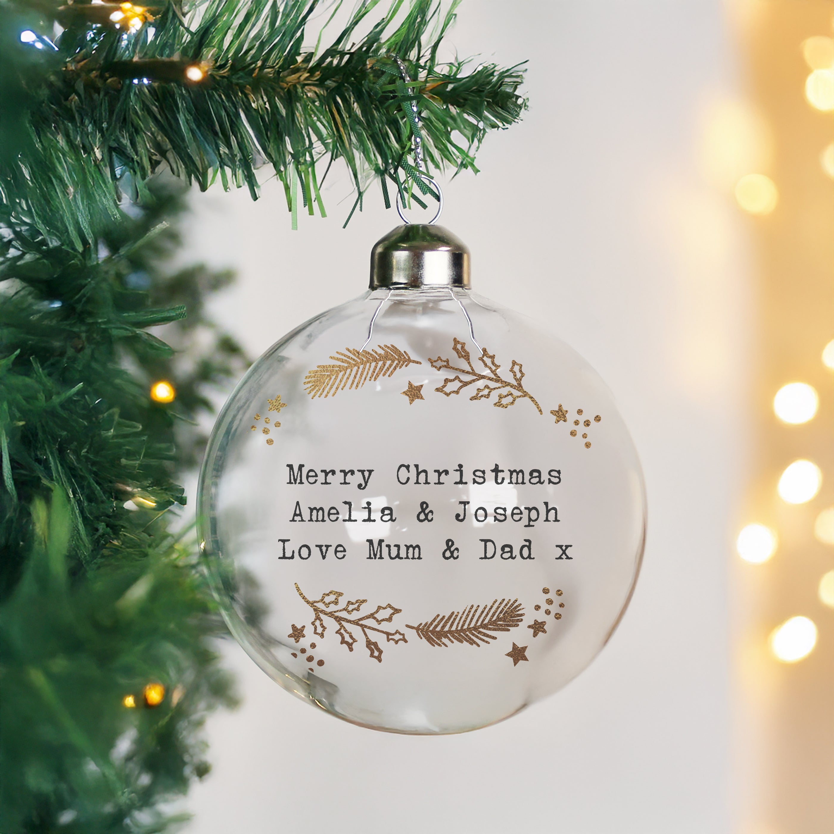 Personalised Gold Wreath Glass Bauble |  | Inspired Creative Gifts