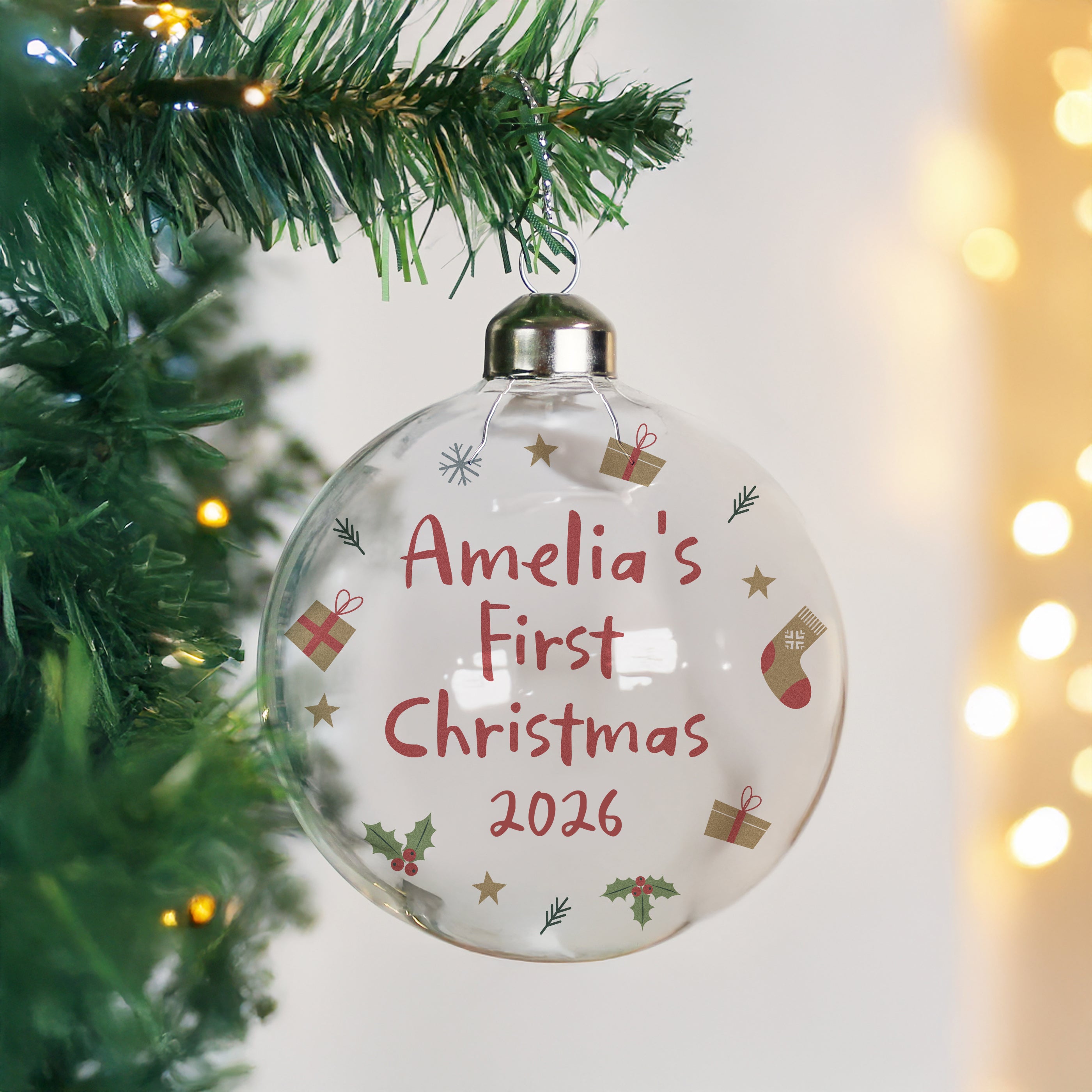 Personalised First Christmas Glass Bauble |  | Inspired Creative Gifts