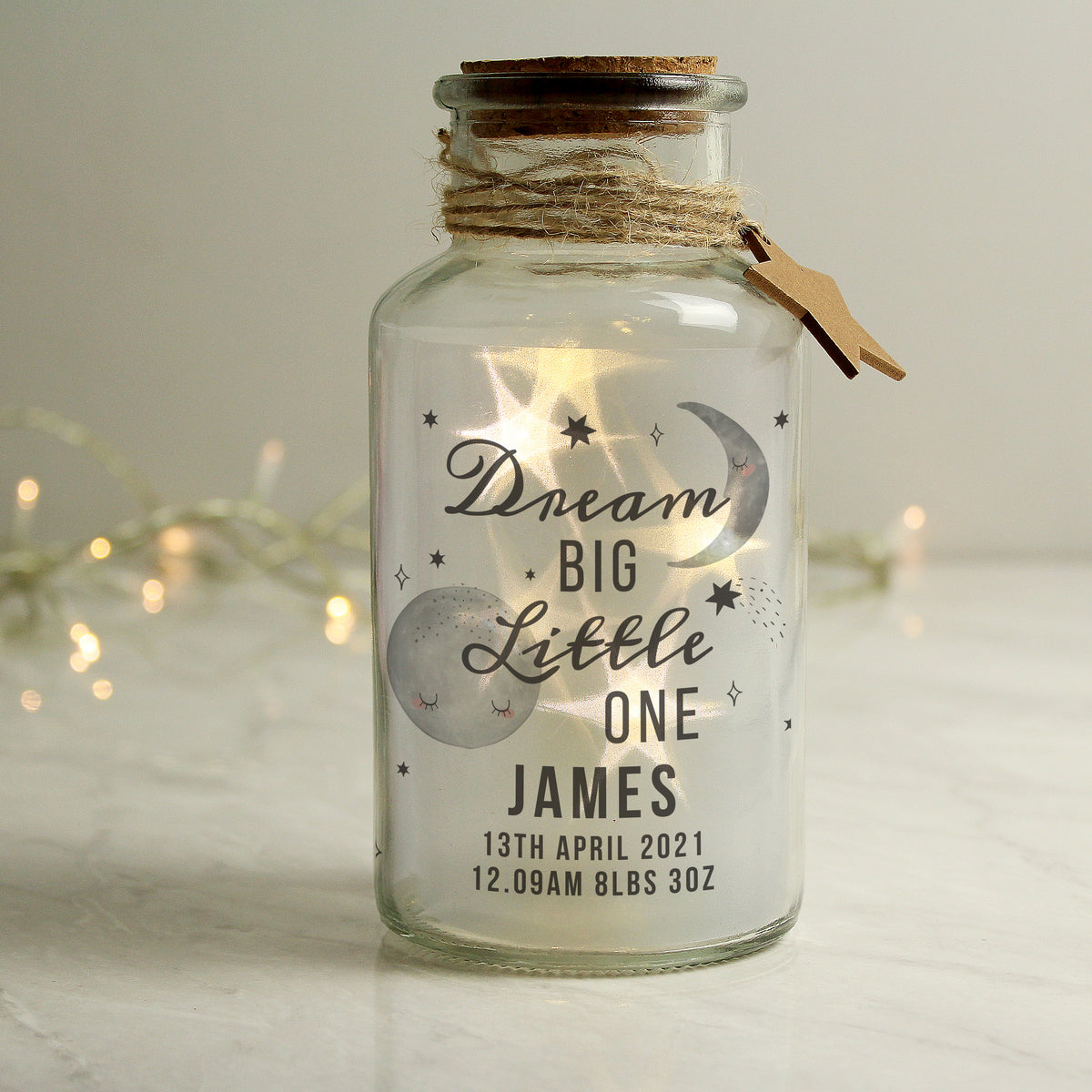 Personalised Dream Big LED Glass Jar | LED Lights, Candles & Decorations | Inspired Creative Gifts