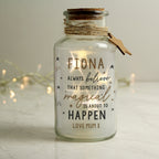 Personalised Magical Things Happen LED Glass Jar for Christmas