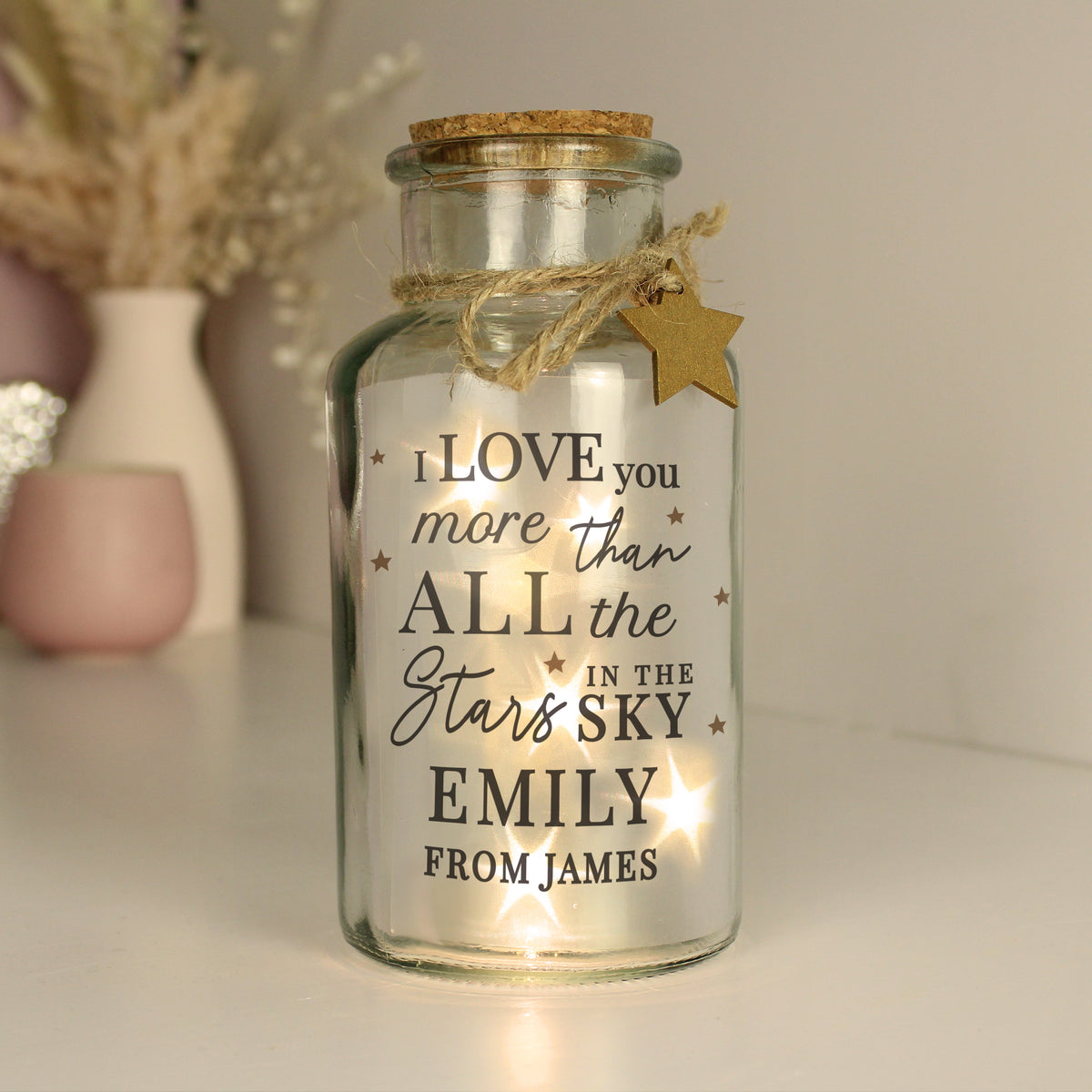 Personalised I Love You More... LED Glass Jar | LED Lights, Candles & Decorations | Inspired Creative Gifts