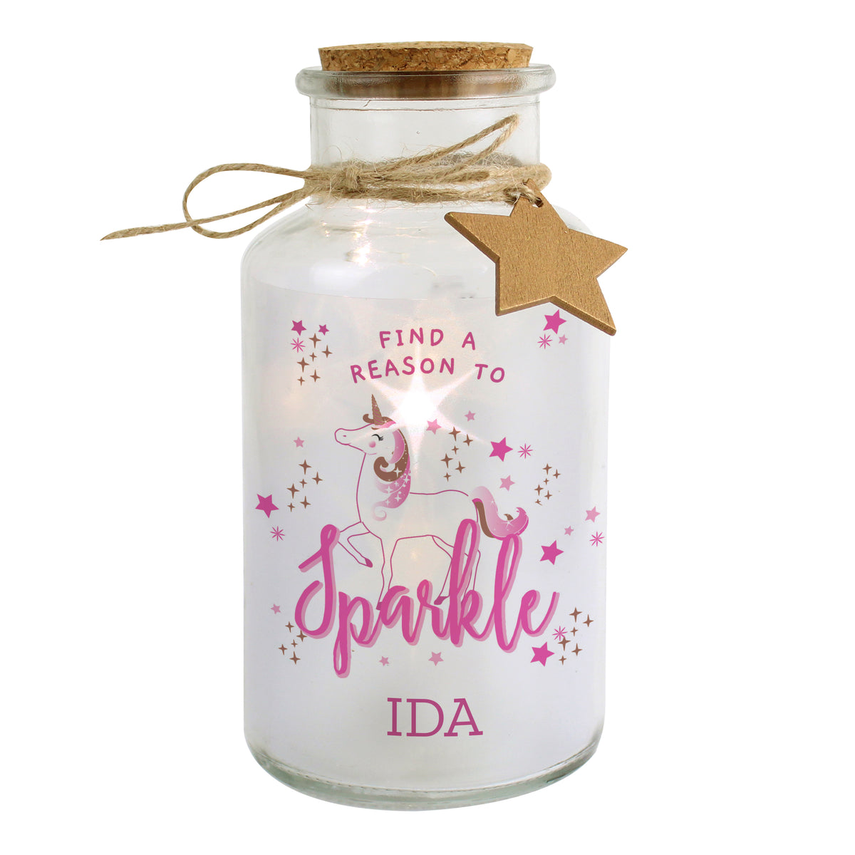 Personalised Unicorn LED Glass Jar for Christmas