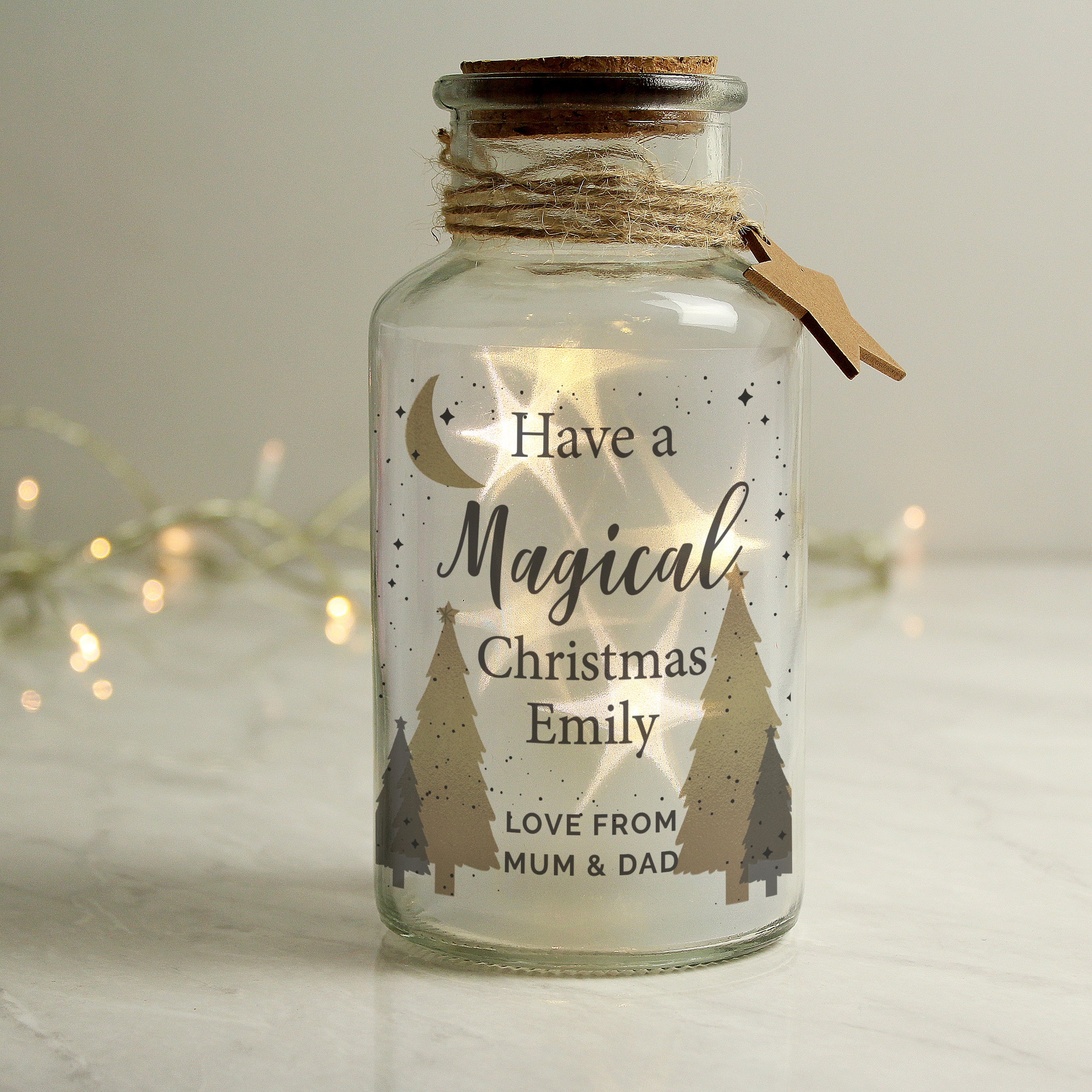 Personalised Christmas Tree LED Glass Jar |  | Inspired Creative Gifts