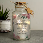 Personalised Floral Watercolour LED Glass Jar | LED Lights, Candles & Decorations | Mother's Day Gift