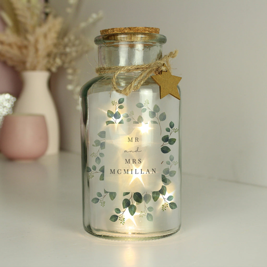 Personalised Botanical LED Glass Jar | LED Lights, Candles & Decorations
