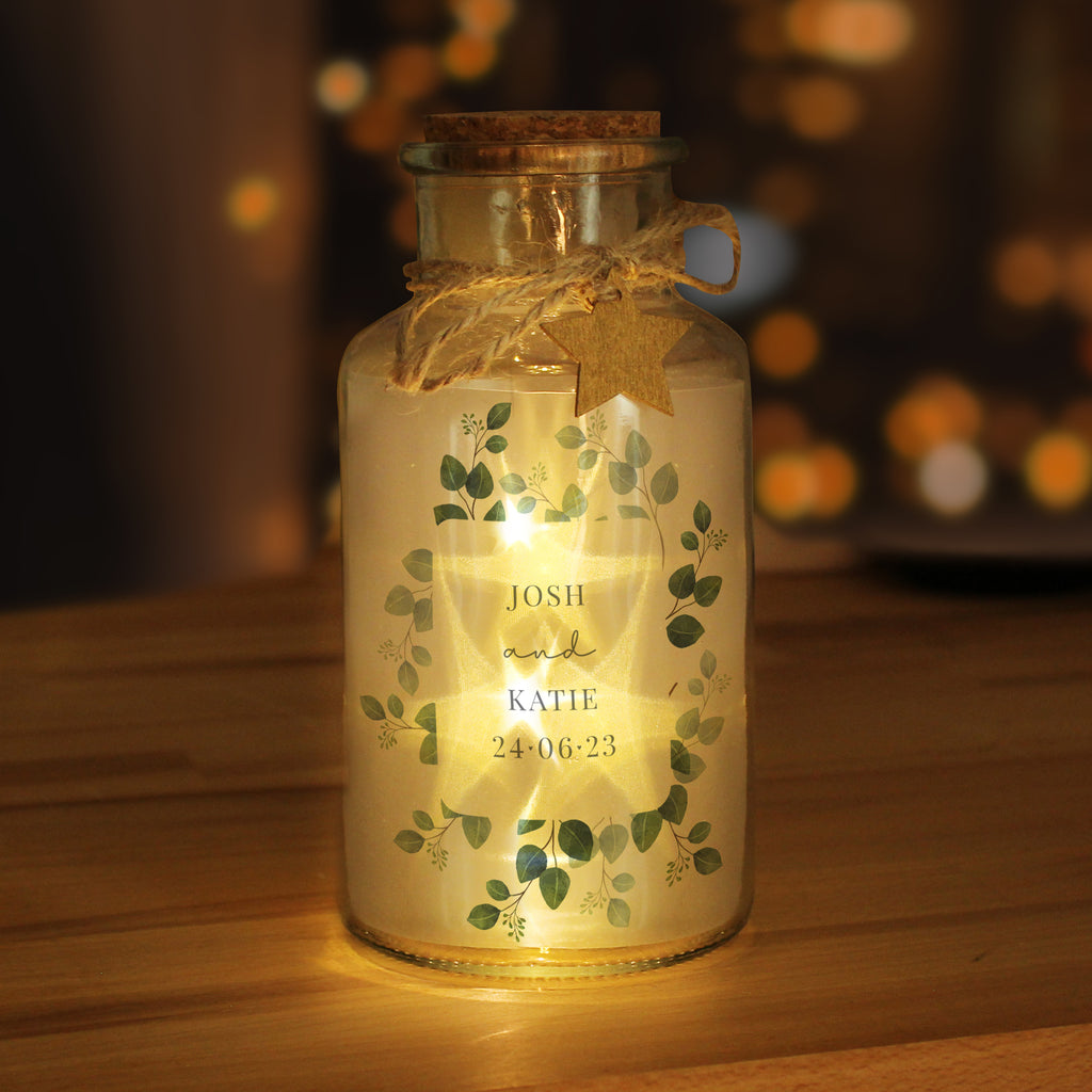 Personalised Botanical LED Glass Jar | LED Lights, Candles & Decorations
