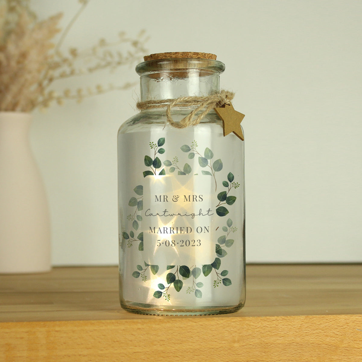Personalised Botanical LED Glass Jar | LED Lights, Candles & Decorations