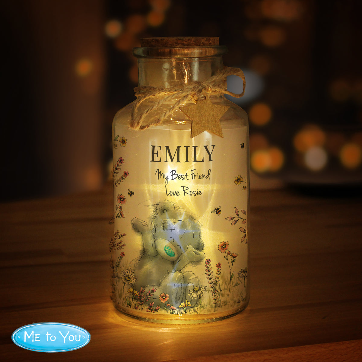 Personalised Me to You Floral LED Glass Jar | LED Lights, Candles & Decorations