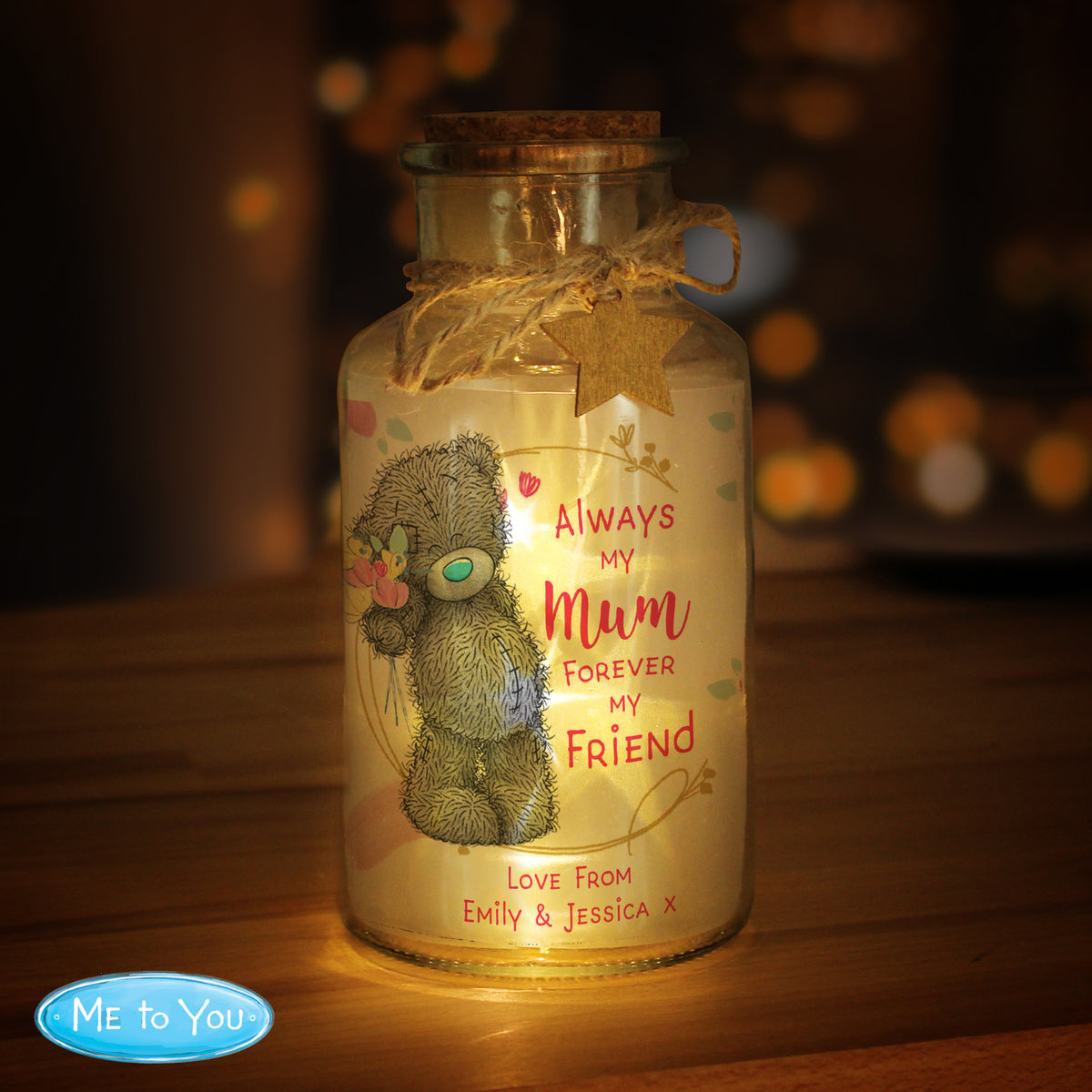 Personalised Me To You Forever My Friend LED Glass Jar for Mother's Day