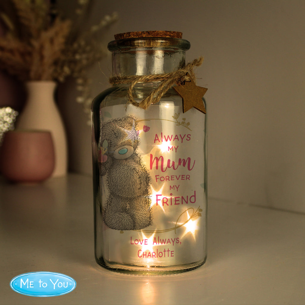 Personalised Me To You Forever My Friend LED Glass Jar for Mother's Day