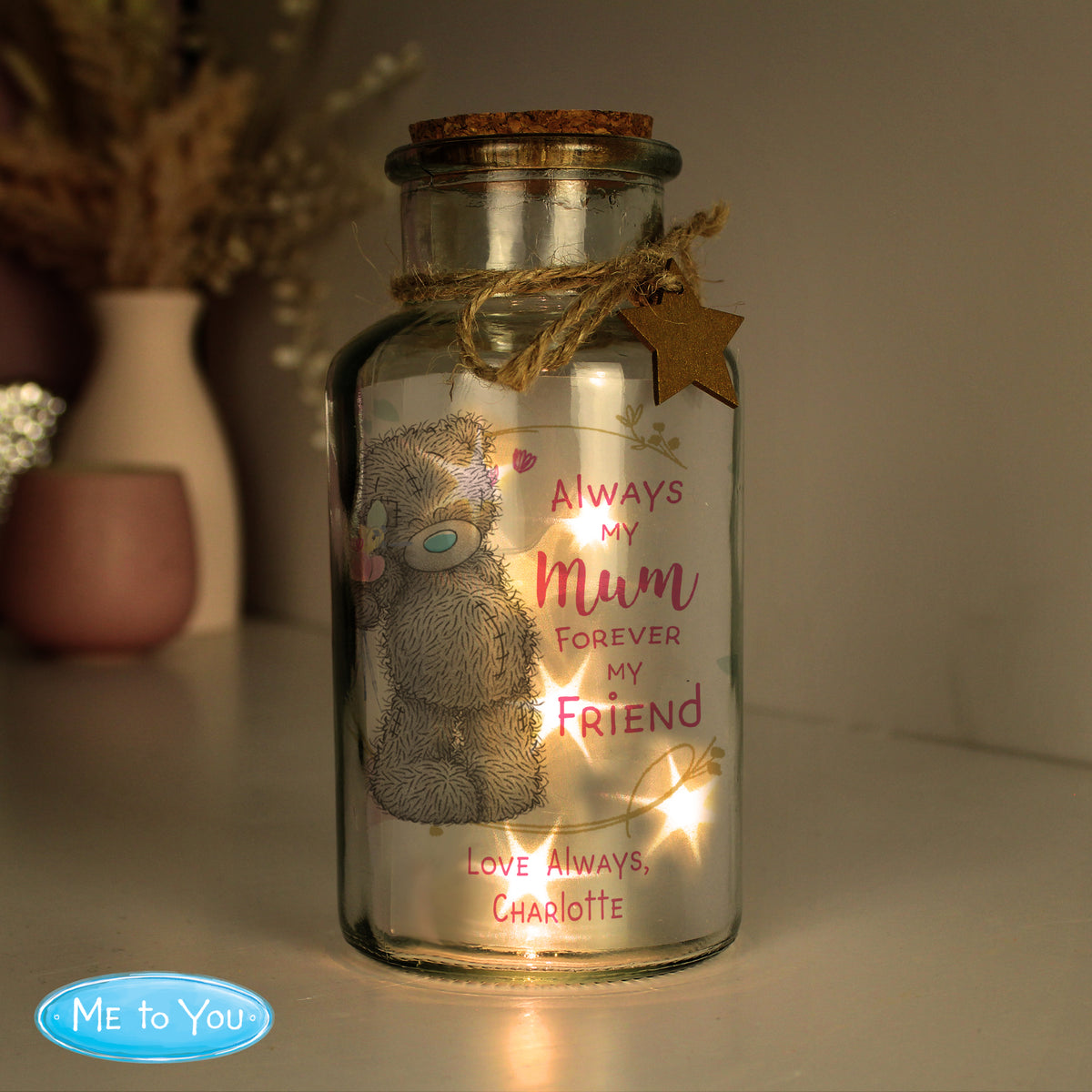 Personalised Me To You Forever My Friend LED Glass Jar for Mother's Day