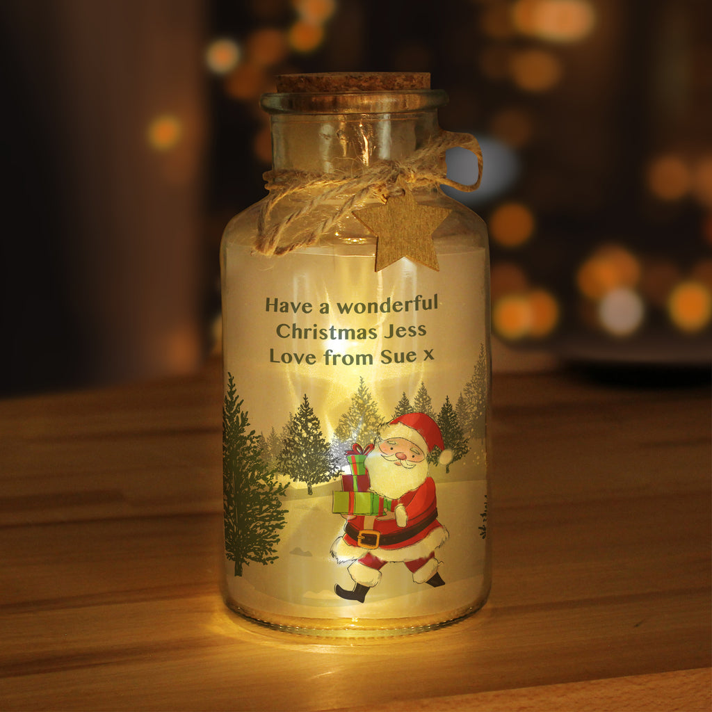 Personalised Santa LED Glass Jar | LED Lights, Candles & Decorations