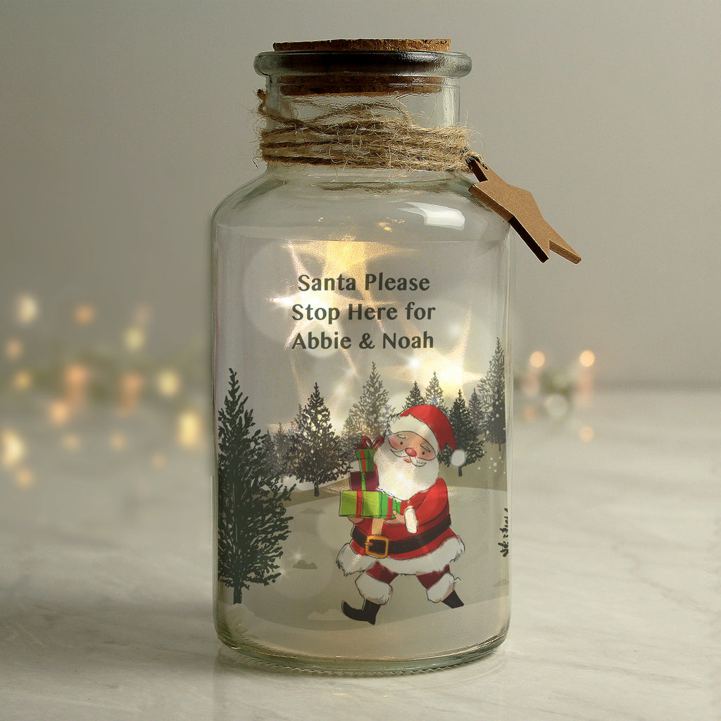 Personalised Santa LED Glass Jar | LED Lights, Candles & Decorations
