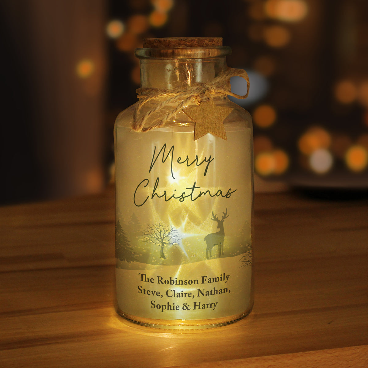 Personalised Merry Christmas LED Glass Jar | LED Lights, Candles & Decorations | Inspired Creative Gifts