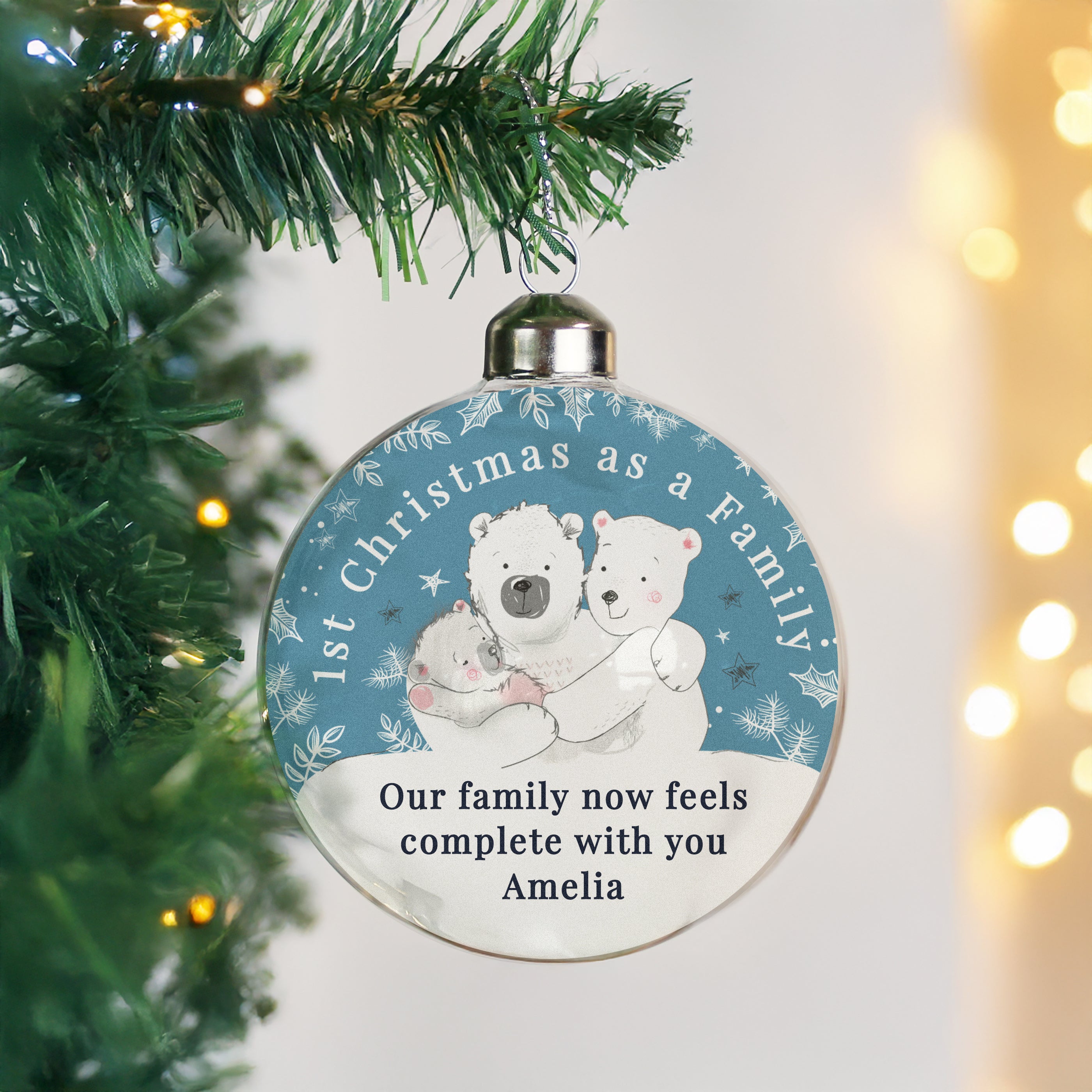Personalised First Christmas as a Family Glass Bauble |  | Inspired Creative Gifts